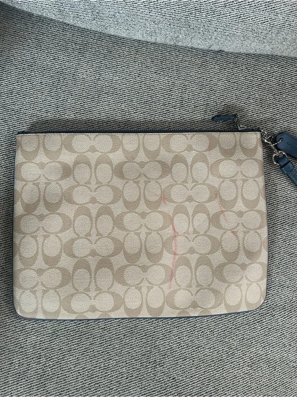 Coach Khaki Signature Canvas Wristlet with Multicolor Logo